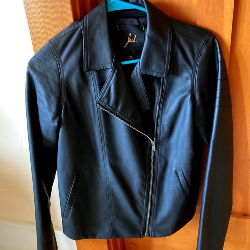 Black Vegan Leather Moto Jacket XS